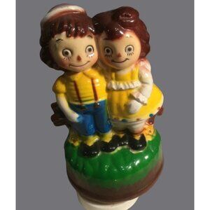 Raggedy Ann and Andy plastic Rotating Musical Figurine Vintage